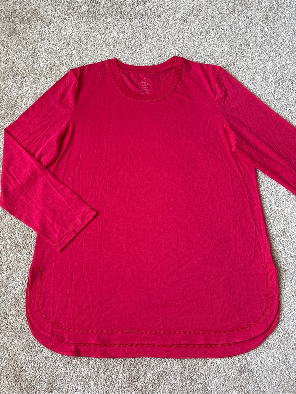 WoolX Hazel Loose Fit Tunic Berry Ice Pop Pink 3/4 Sleeve Top